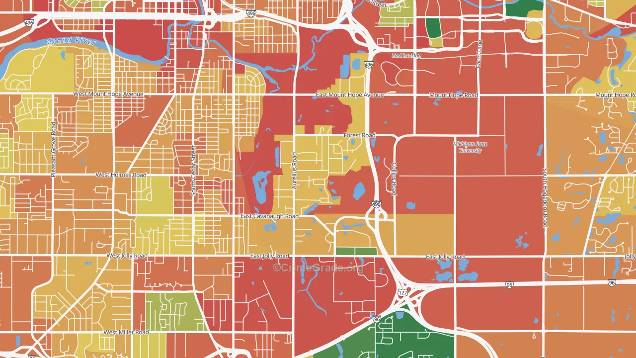 Forest View, Lansing, MI Map of Theft Rates