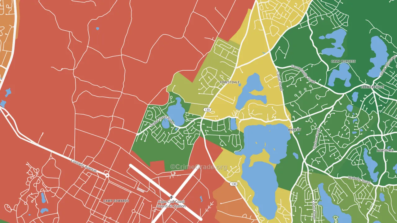 Forestdale, MA Map of Theft Rates