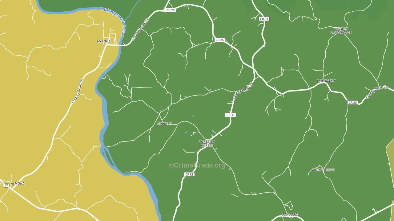 Forester Chapel, AL Map of Theft Rates