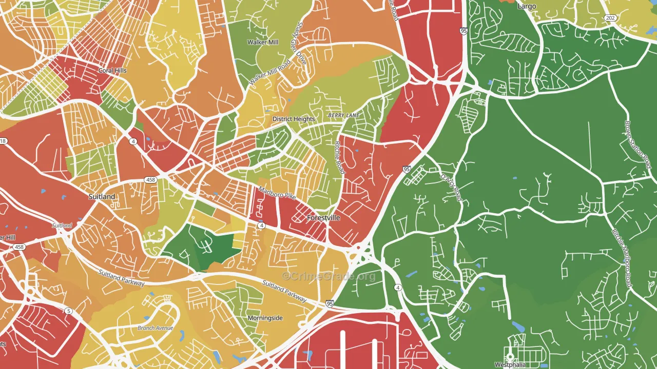 Forestville, MD Map of Theft Rates