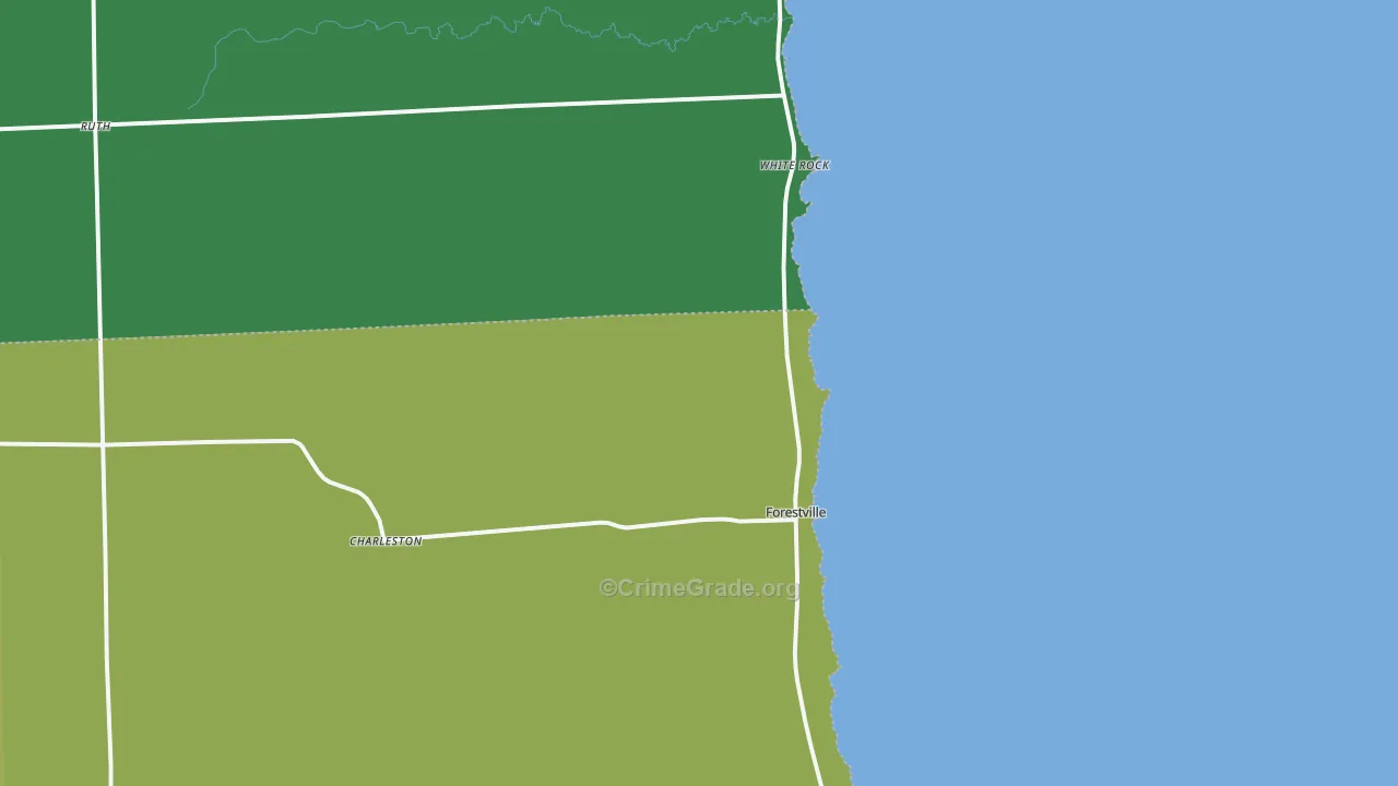 Forestville, MI Map of Theft Rates