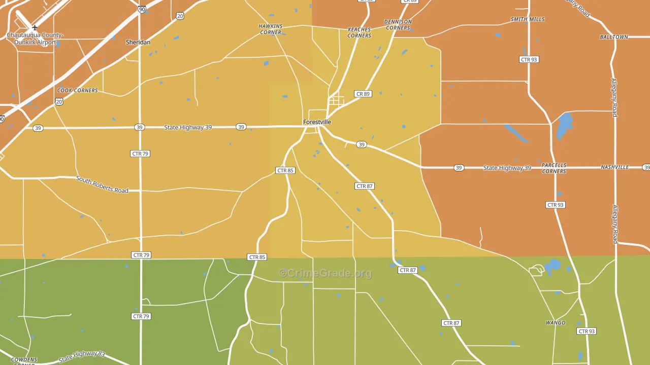 Forestville, NY Map of Theft Rates
