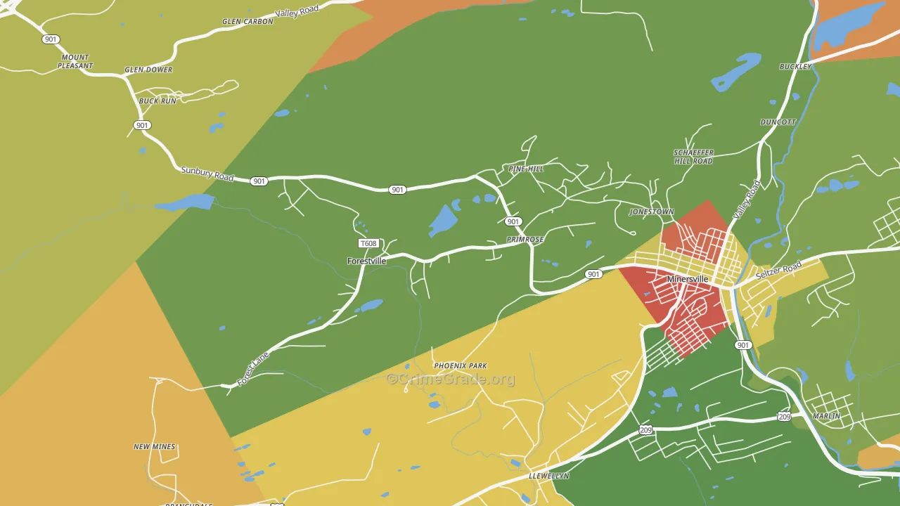 Forestville, PA Map of Theft Rates