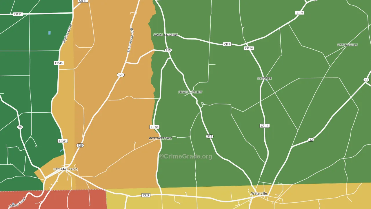 Forge Hollow, NY Map of Theft Rates