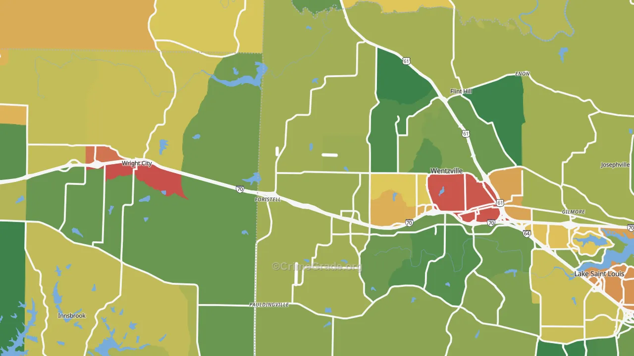 Foristell, MO Map of Theft Rates