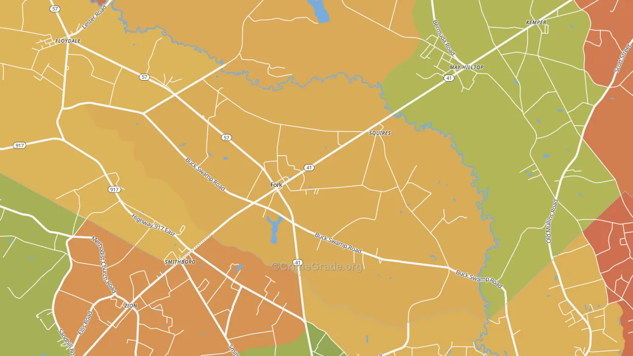 Fork, SC Map of Theft Rates