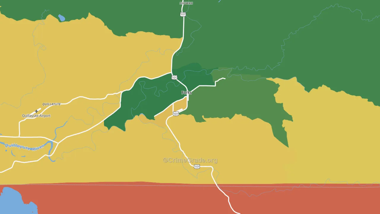 Forks, WA Map of Theft Rates