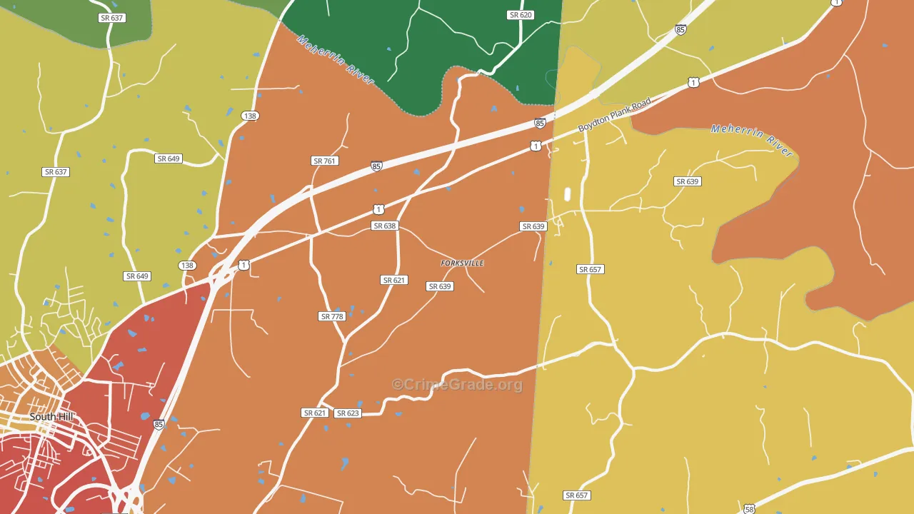 Forksville, VA Map of Theft Rates