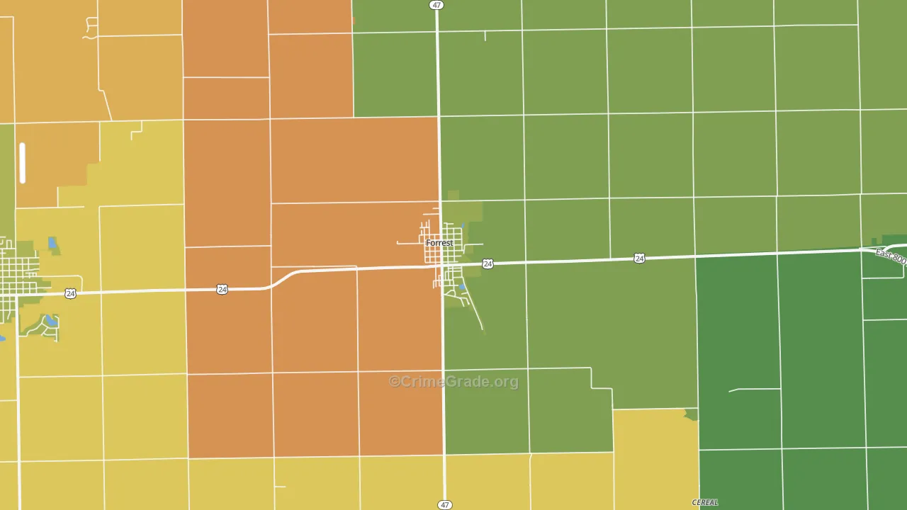 Forrest, IL Map of Theft Rates