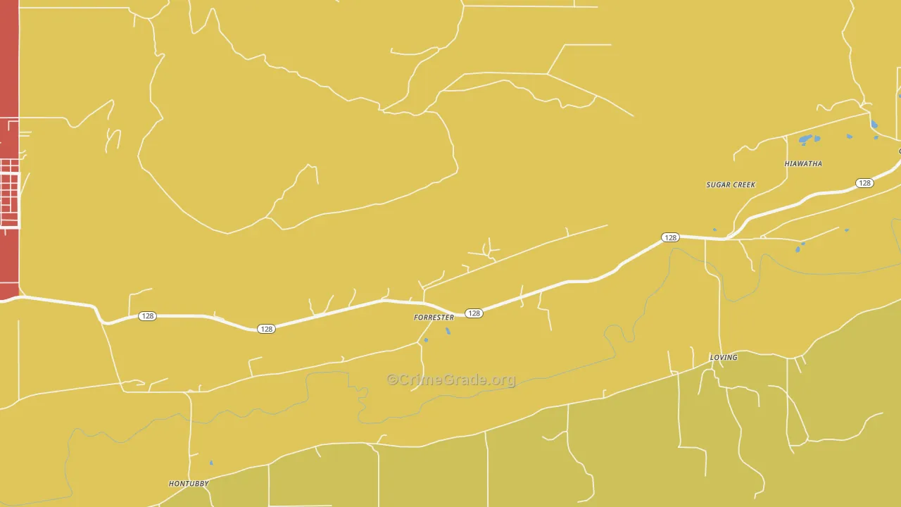 Forrester, OK Map of Theft Rates