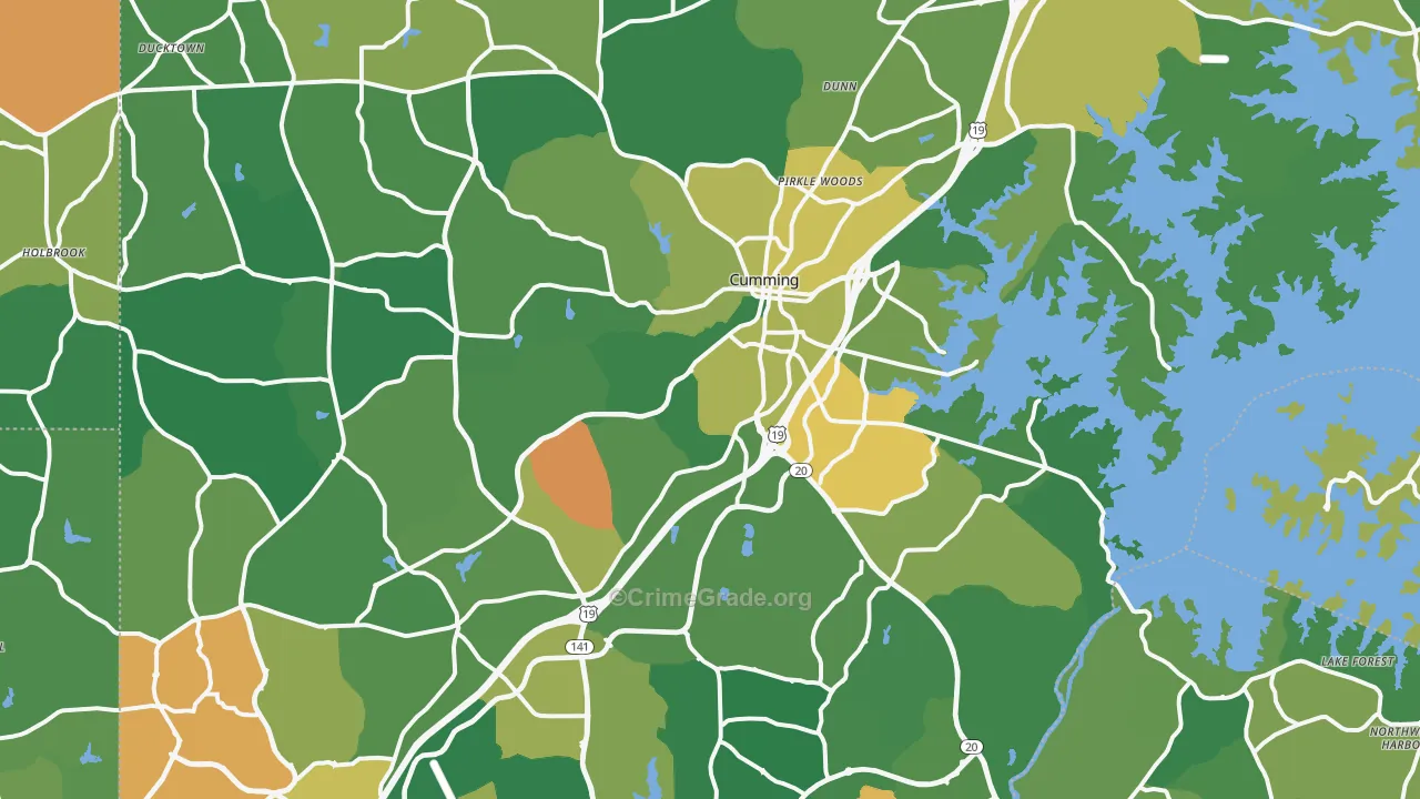 Forsyth County, GA Map of Theft Rates