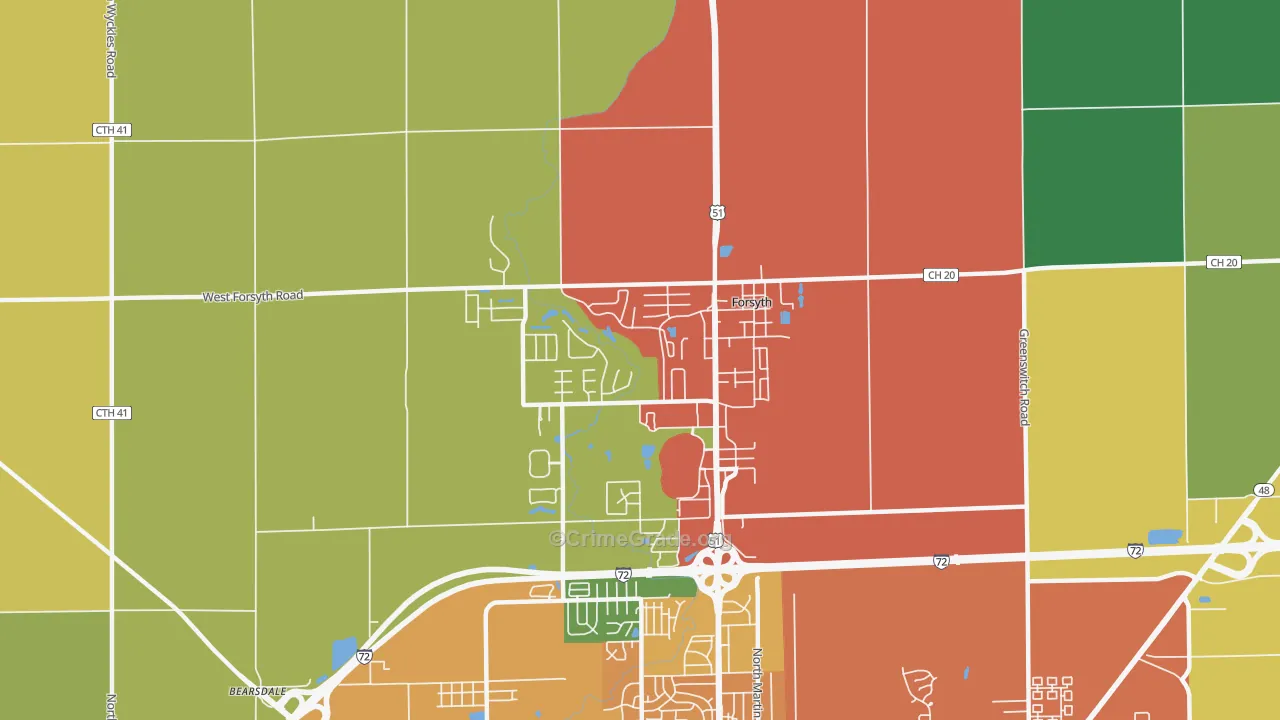 Forsyth, IL Map of Theft Rates