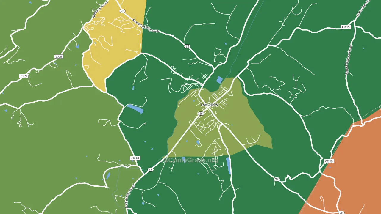 Fort Ashby, WV Map of Theft Rates