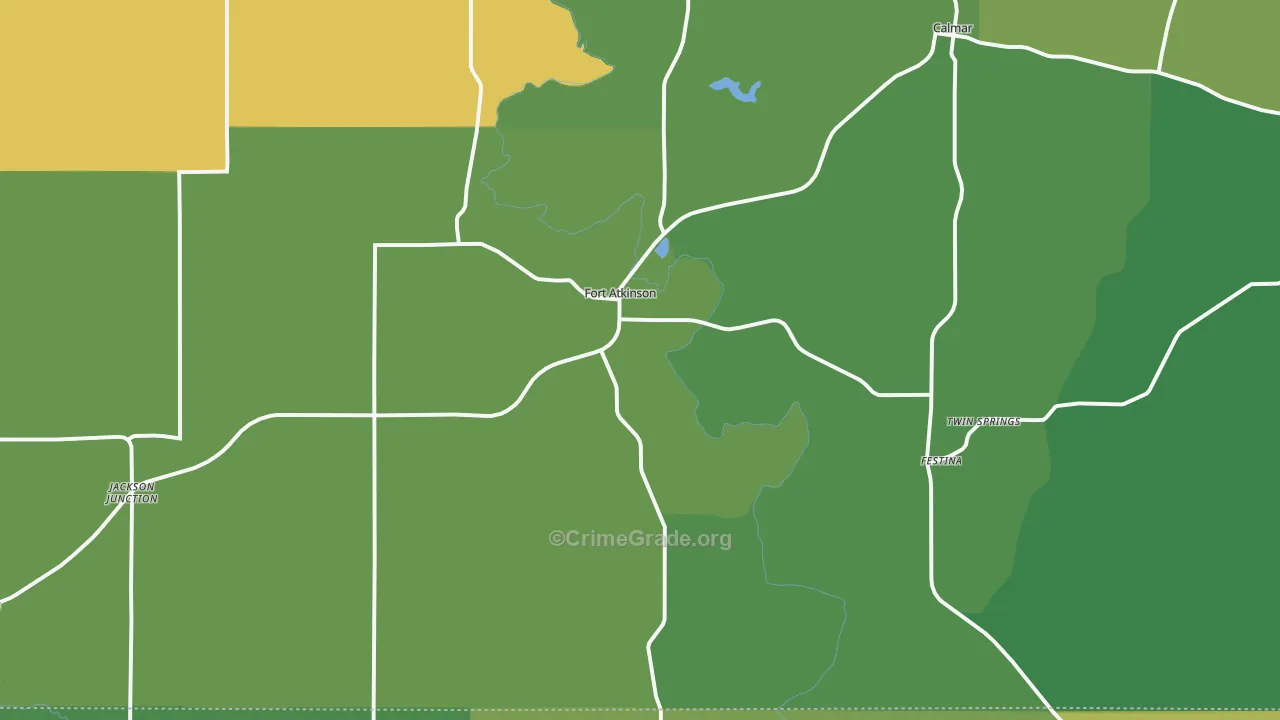 Fort Atkinson, IA Map of Theft Rates