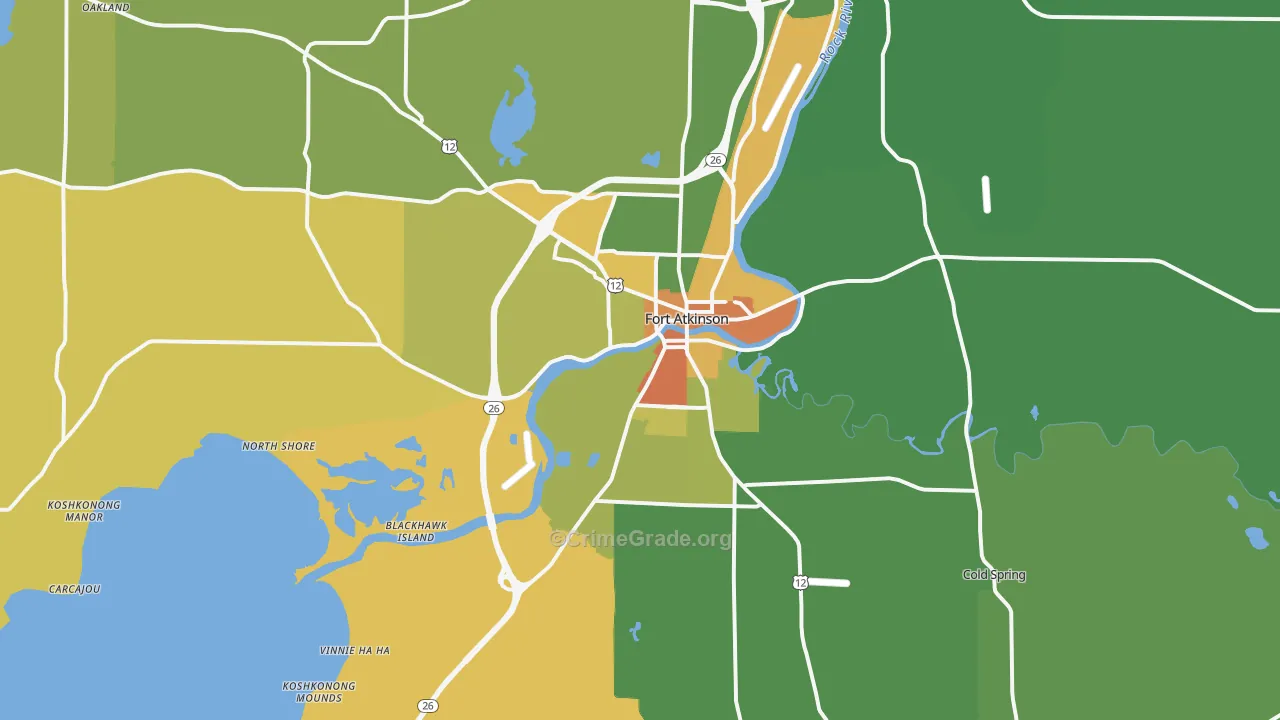 Fort Atkinson, WI Map of Theft Rates