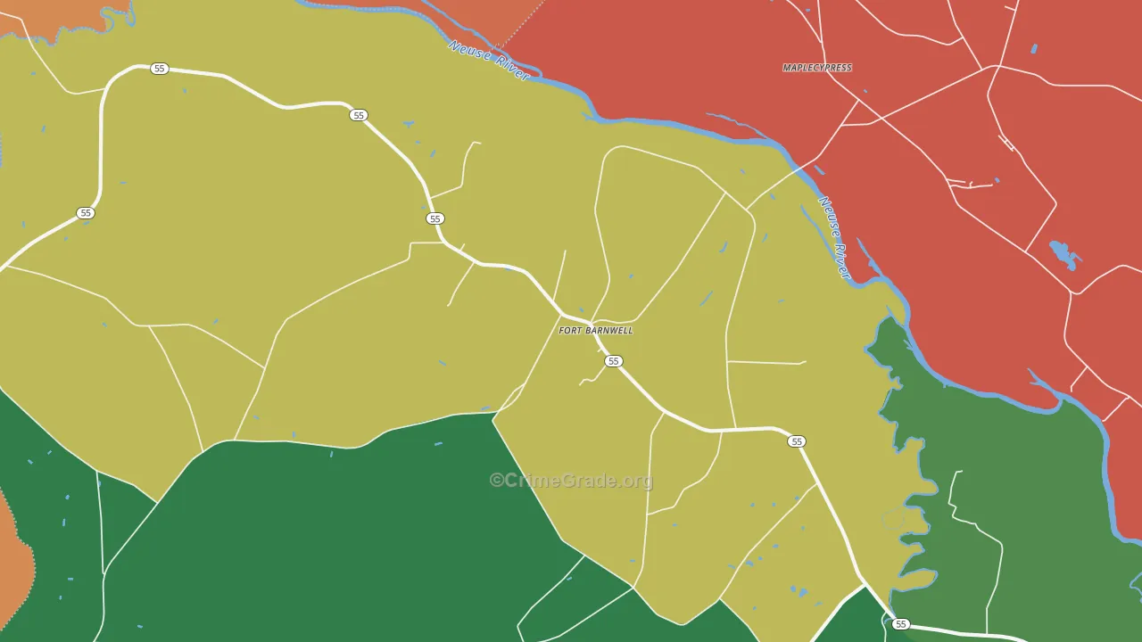 Fort Barnwell, NC Map of Theft Rates