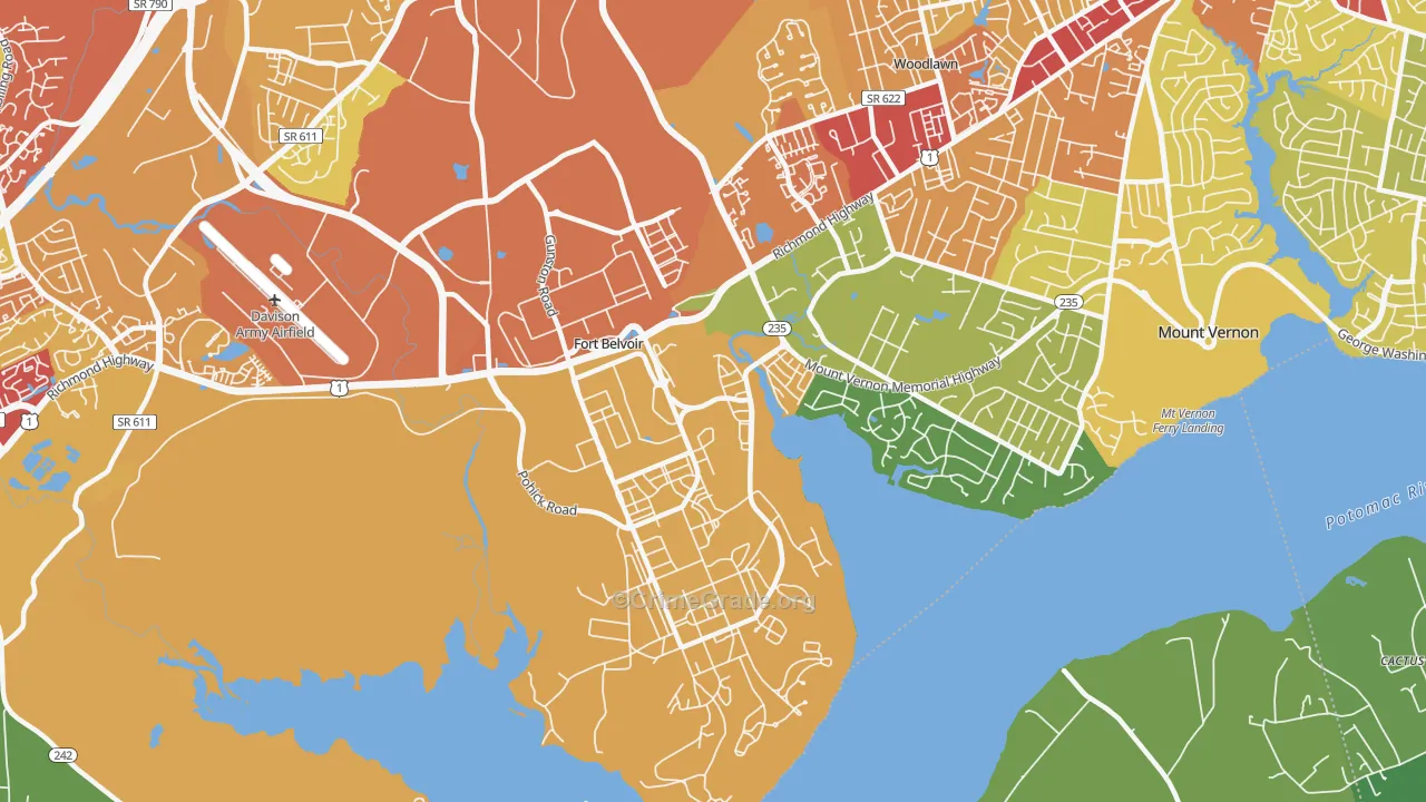 Fort Belvoir, VA Map of Theft Rates