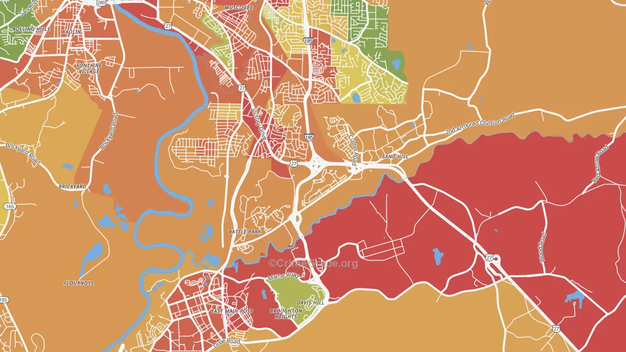 Fort Benning, GA Map of Theft Rates
