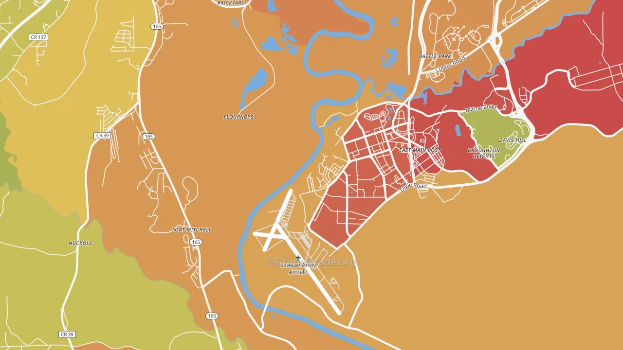 Fort Benning South, GA Map of Theft Rates