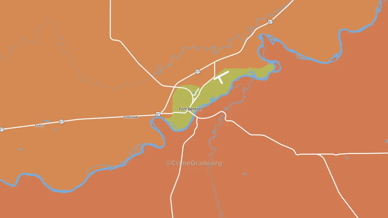 Fort Benton, MT Map of Theft Rates
