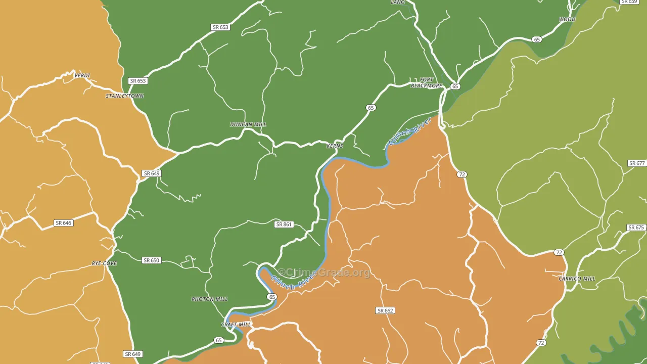 Fort Blackmore, VA Map of Theft Rates