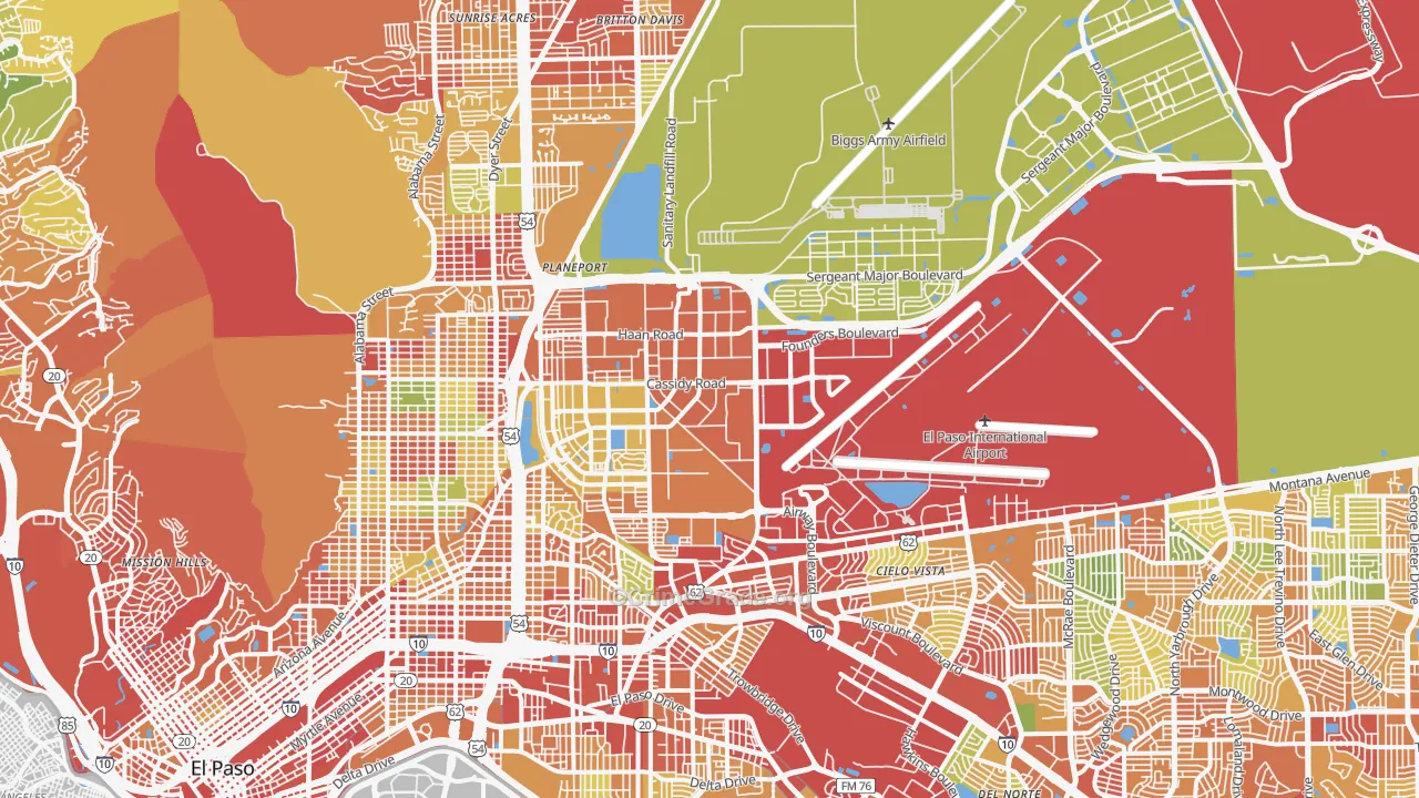 Fort Bliss, TX Map of Theft Rates
