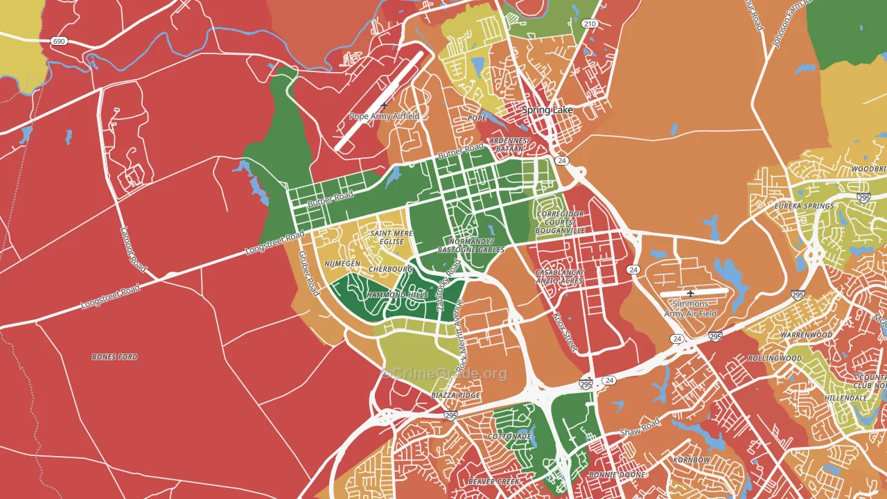 Fort Bragg, NC Map of Theft Rates