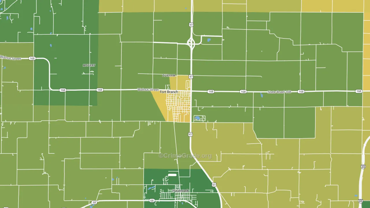 Fort Branch, IN Map of Theft Rates
