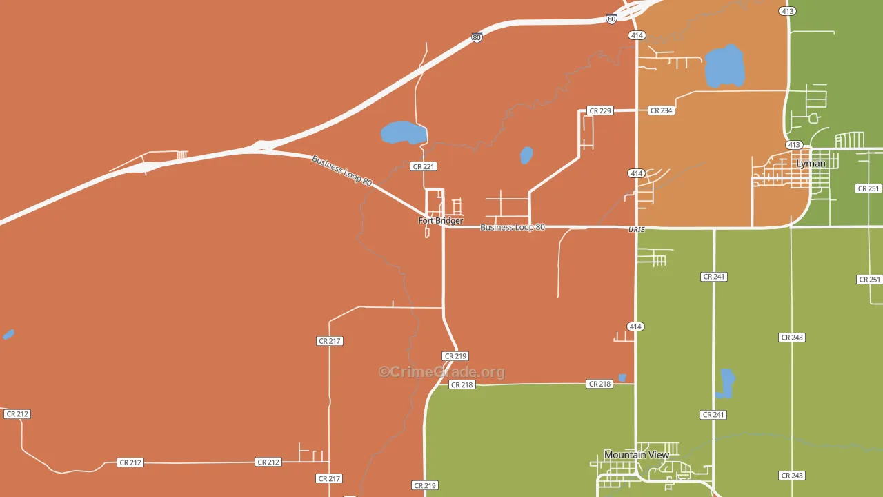 Fort Bridger, WY Map of Theft Rates