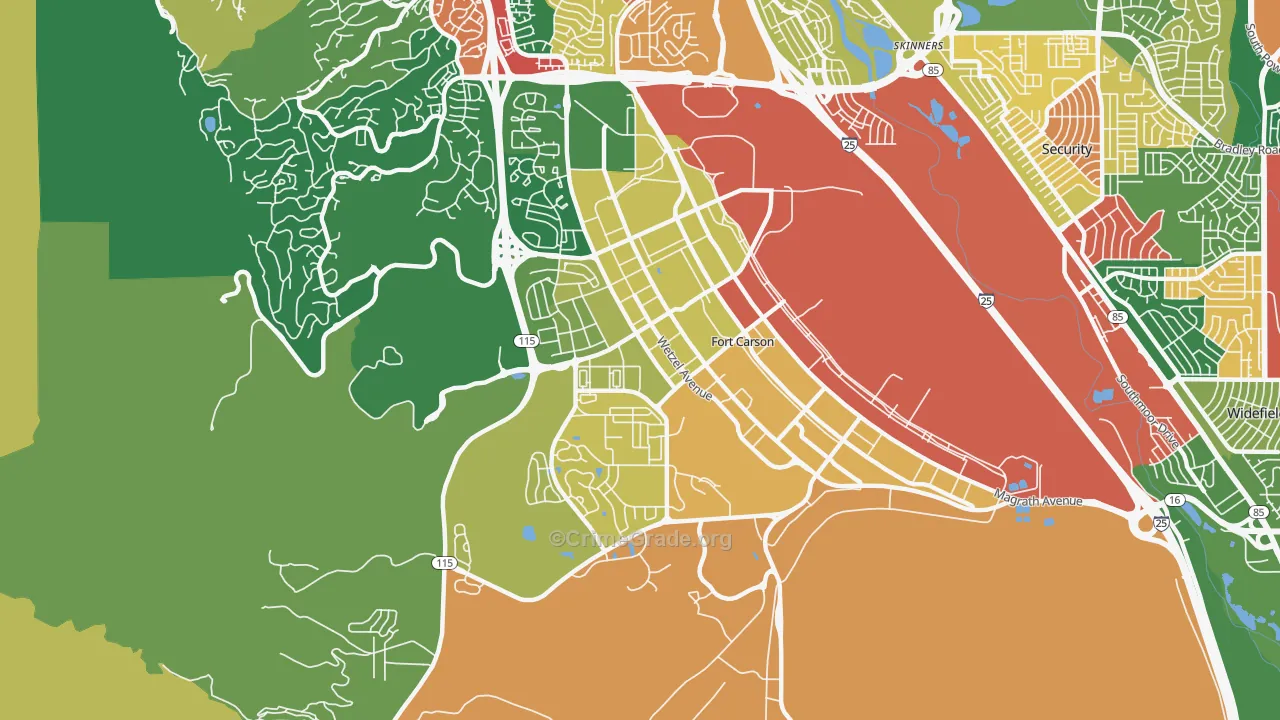 Fort Carson, CO Map of Theft Rates