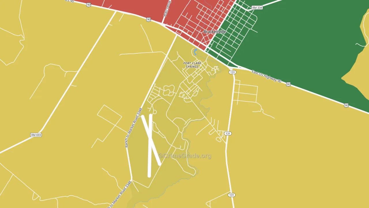 Fort Clark Springs, TX Map of Theft Rates