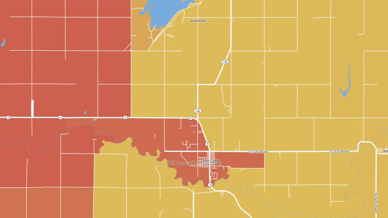 Fort Cobb, OK Map of Theft Rates