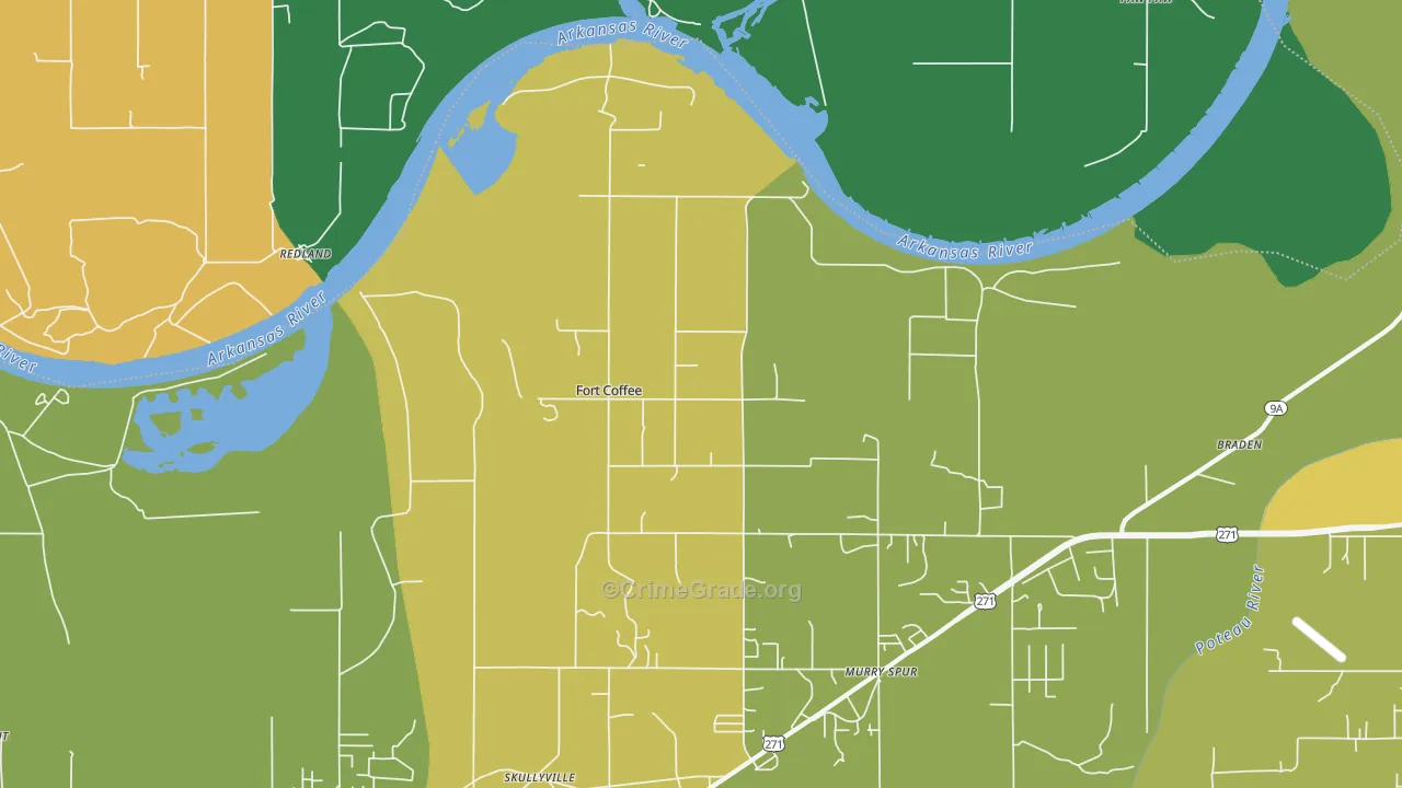 Fort Coffee, OK Map of Theft Rates