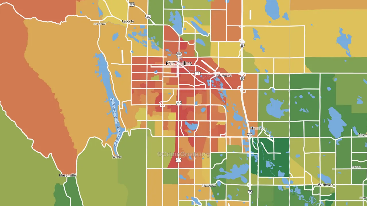 Fort Collins, CO Map of Theft Rates