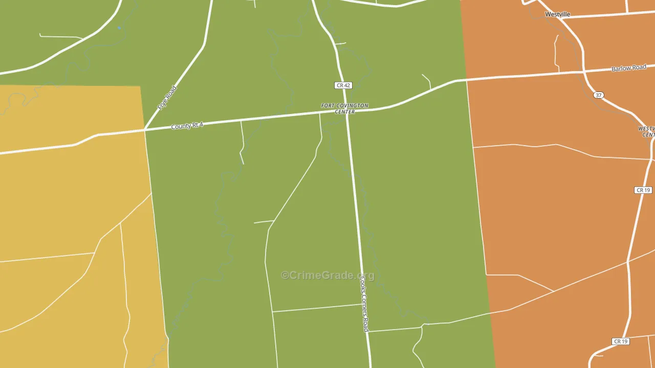 Fort Covington Center, NY Map of Theft Rates