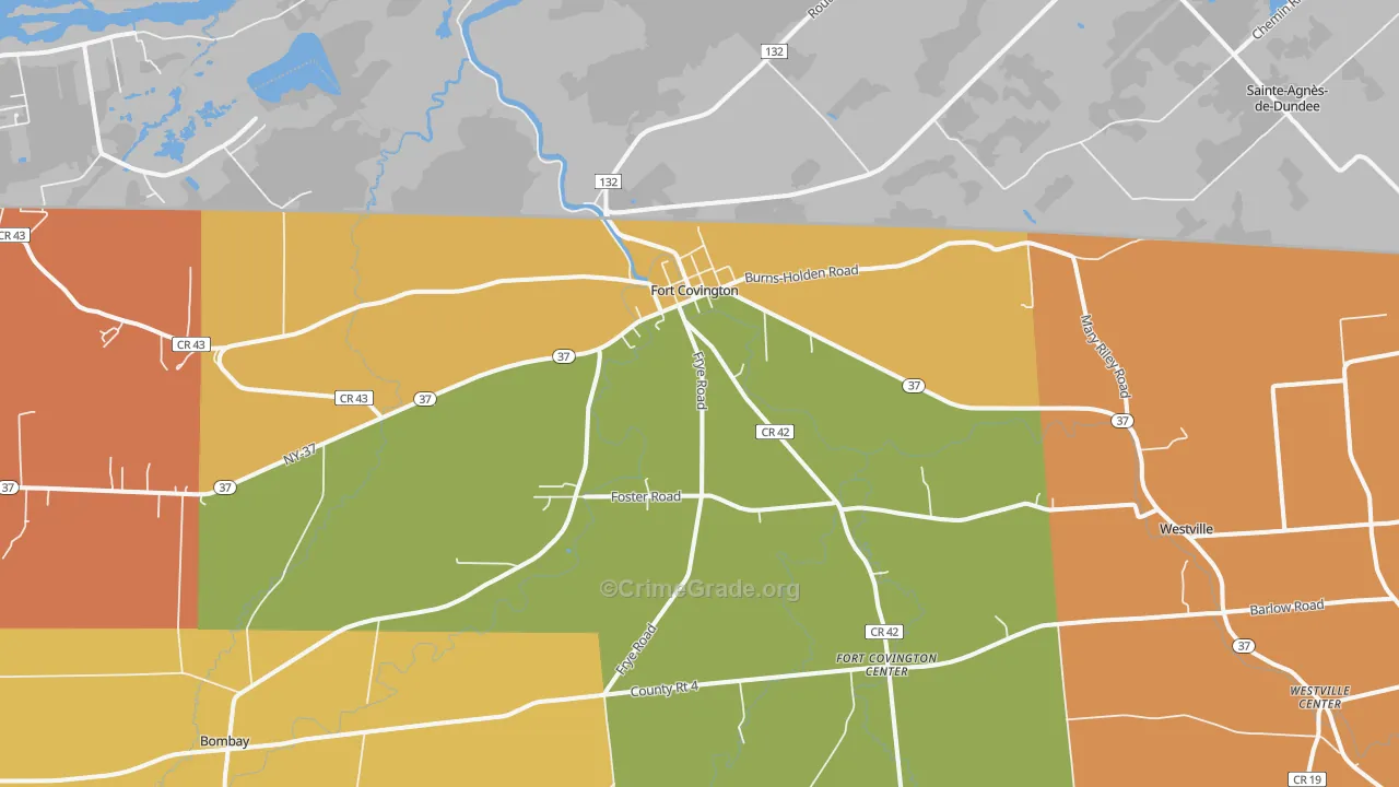 Fort Covington, NY Map of Theft Rates