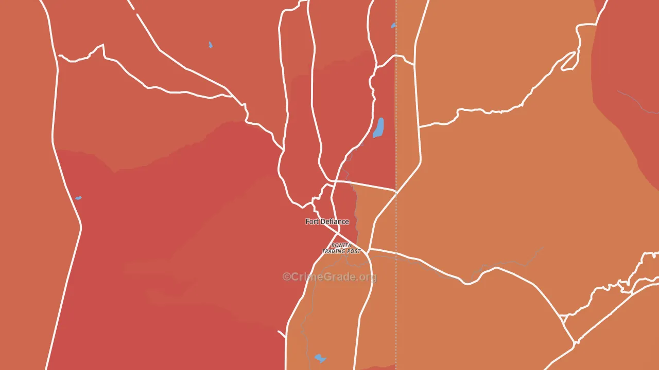 Fort Defiance, AZ Map of Theft Rates