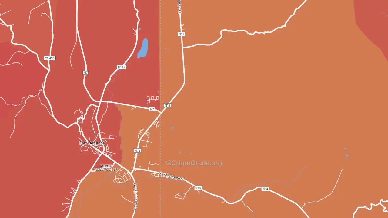 Fort Defiance, NM Map of Theft Rates