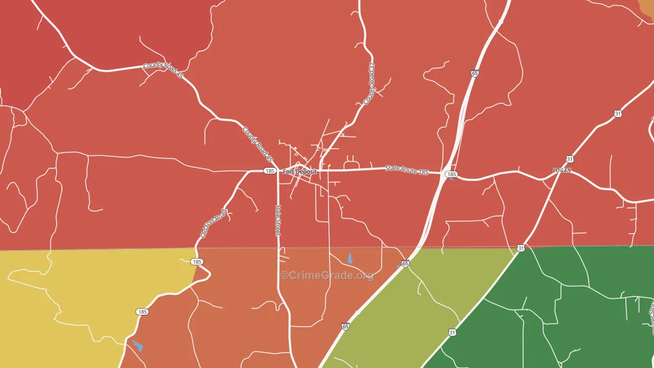 Fort Deposit, AL Map of Theft Rates