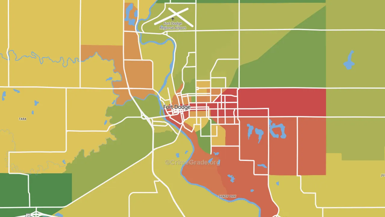 Fort Dodge, IA Map of Theft Rates