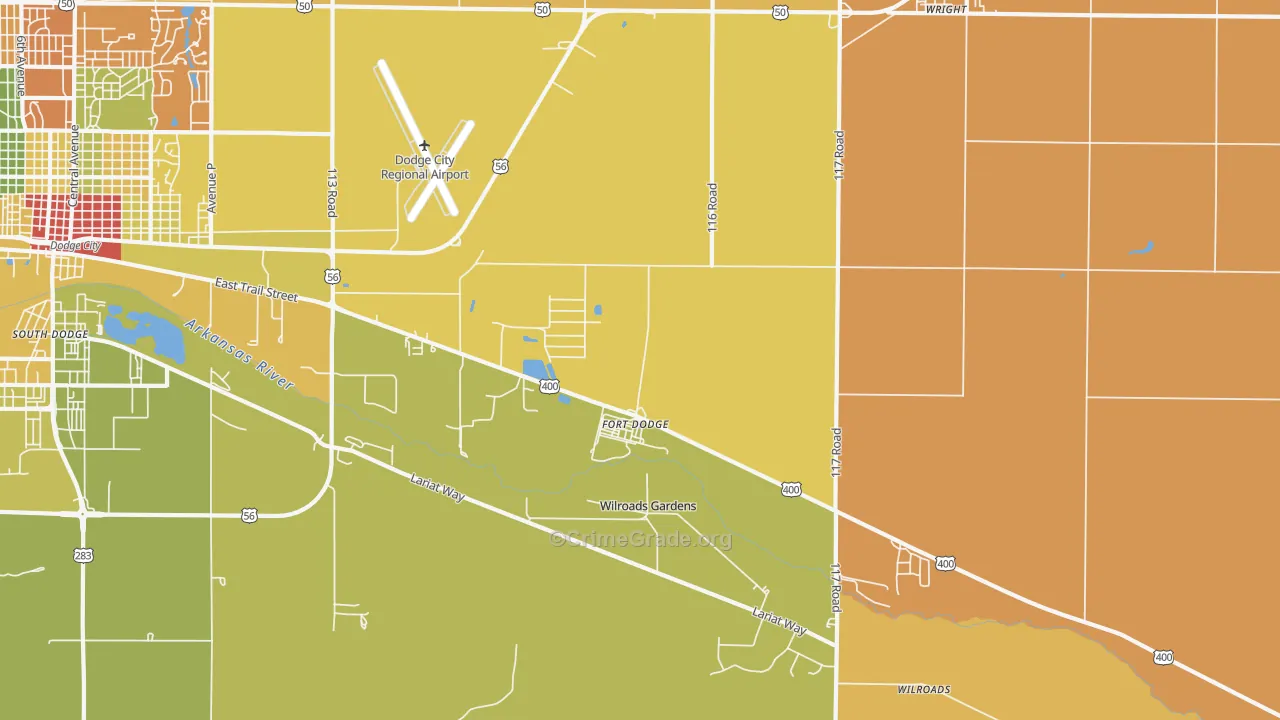 Fort Dodge, KS Map of Theft Rates