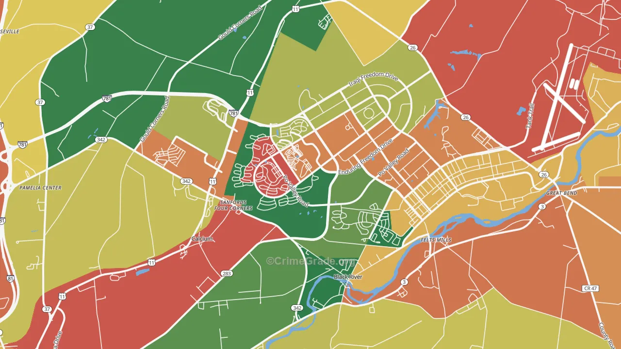 Fort Drum, NY Map of Theft Rates