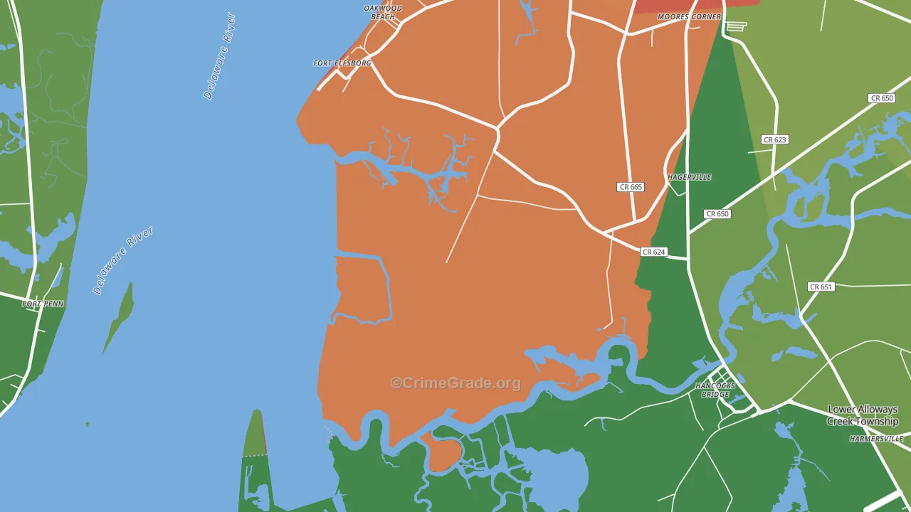 Fort Elfsborg, NJ Map of Theft Rates