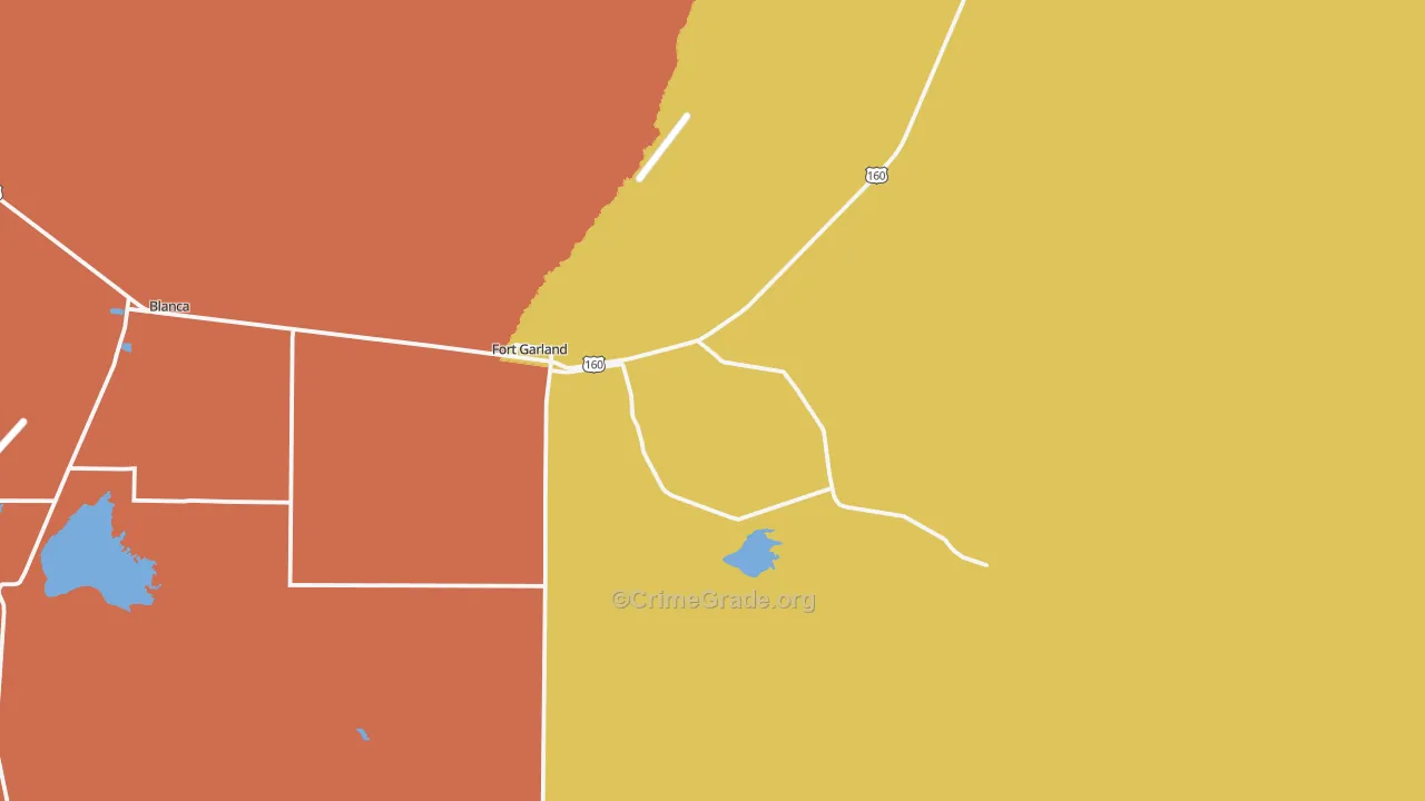 Fort Garland, CO Map of Theft Rates