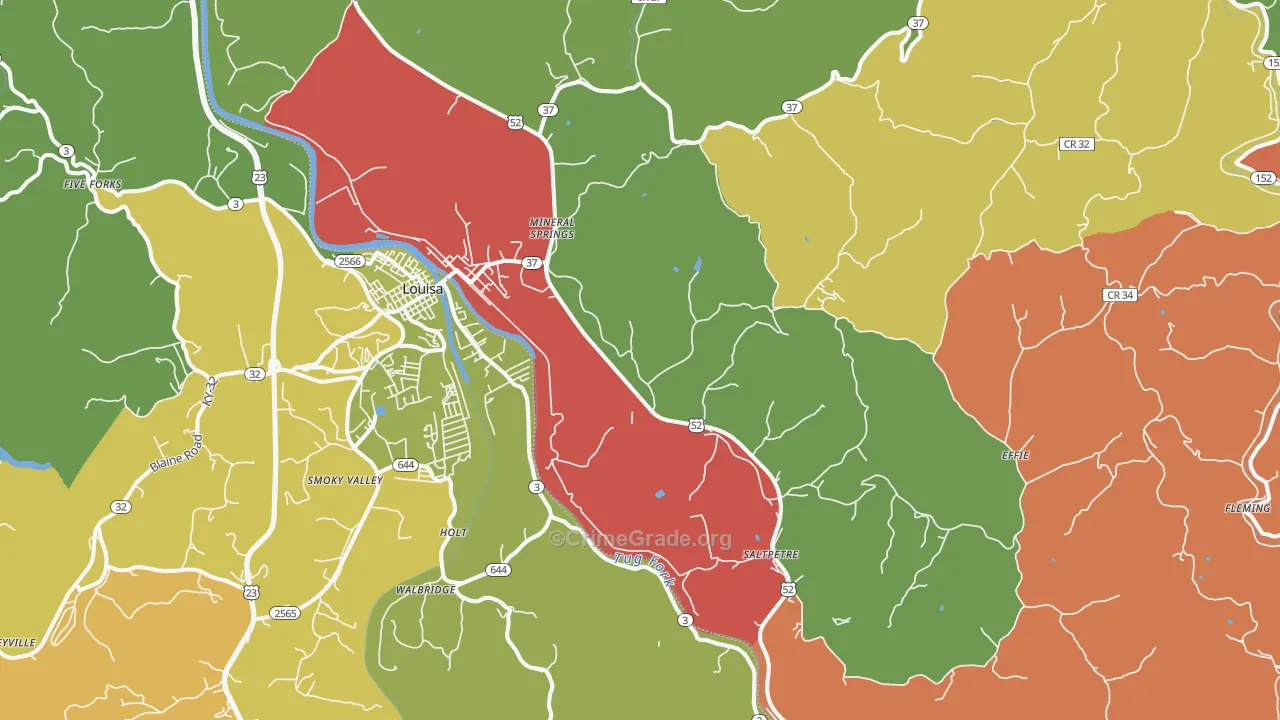 Fort Gay, WV Map of Theft Rates