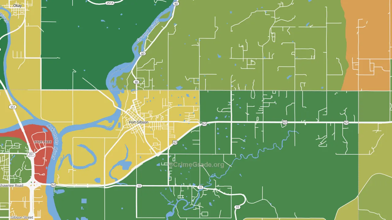 Fort Gibson, OK Map of Theft Rates