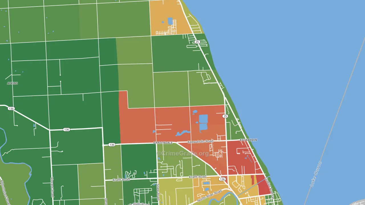 Fort Gratiot, MI Map of Theft Rates