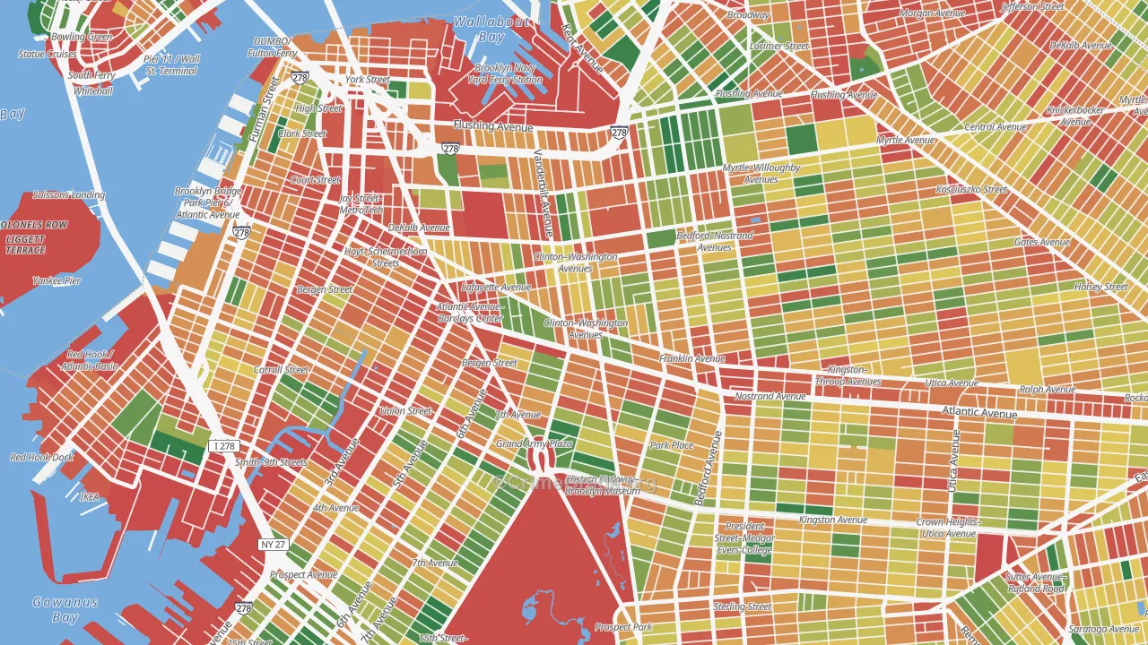 Fort Green, Brooklyn, NY Map of Theft Rates