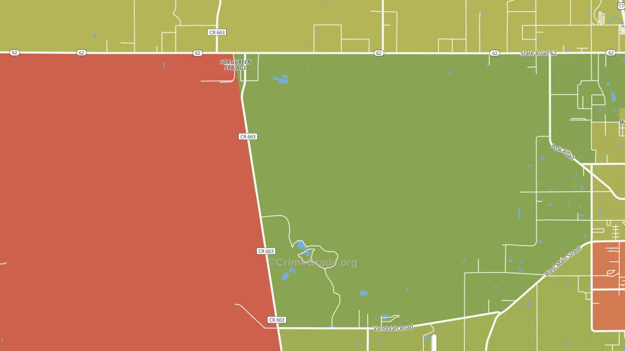 Fort Green Springs, FL Map of Theft Rates
