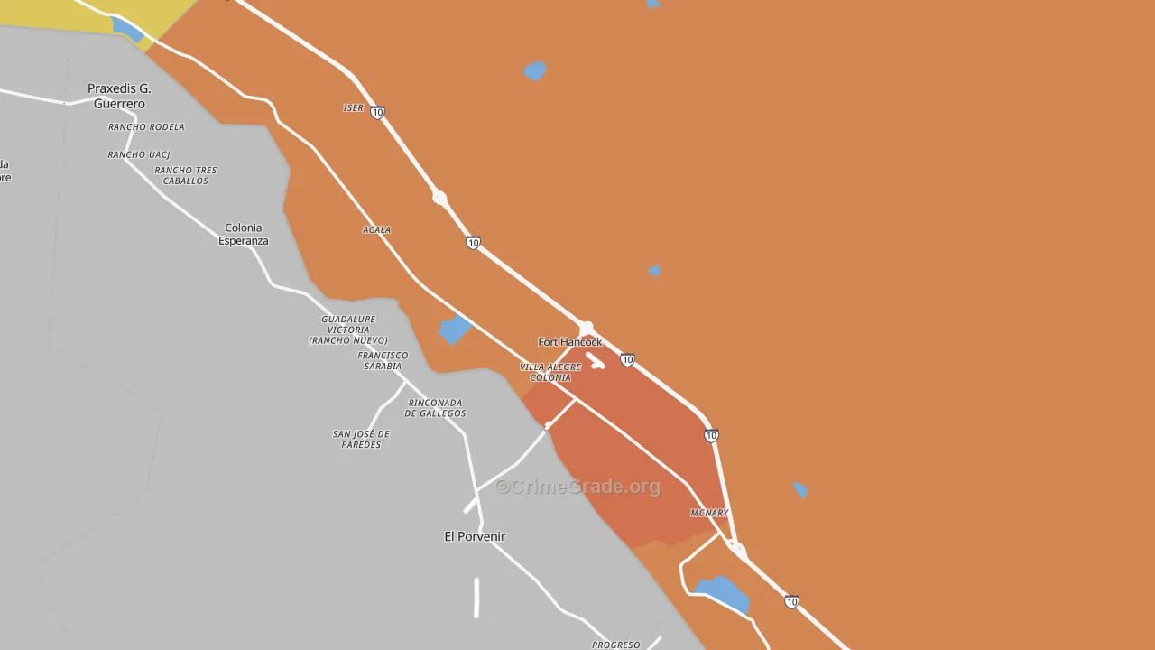 Fort Hancock, TX Map of Theft Rates
